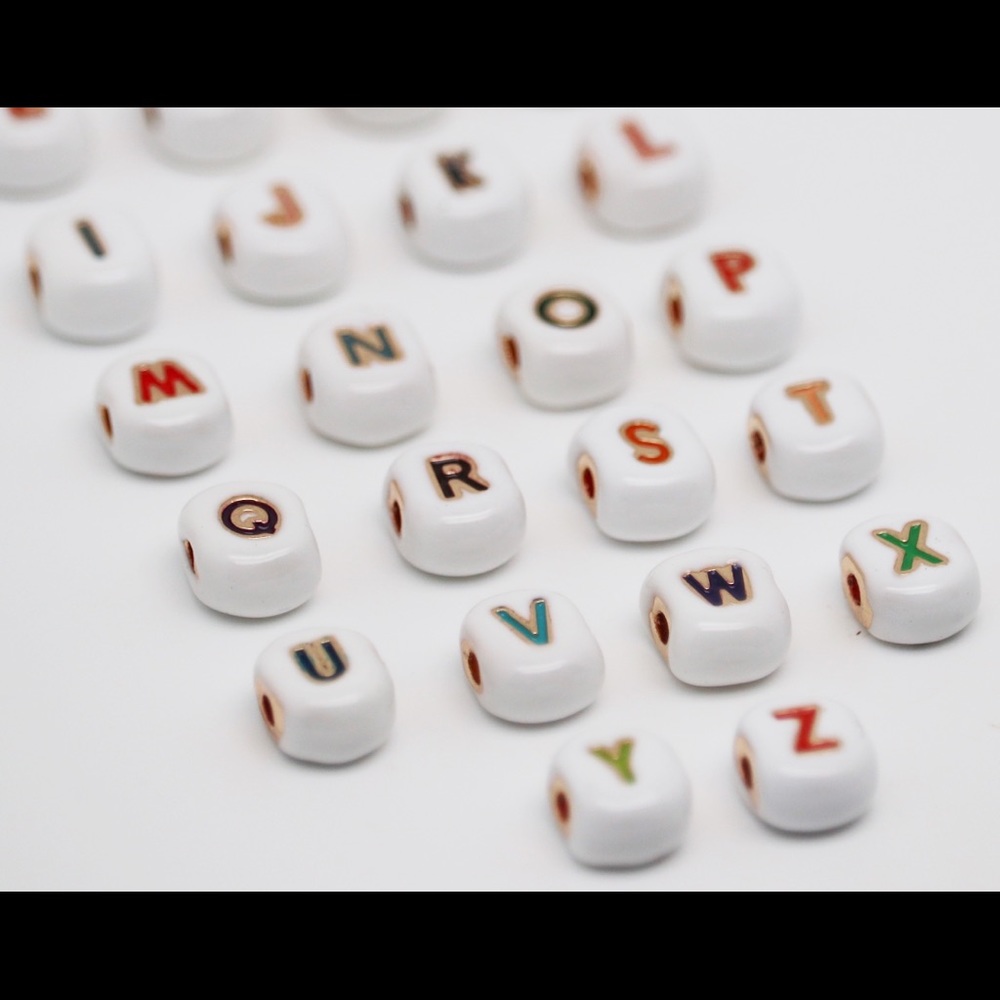 Brass enamel diy letter beads